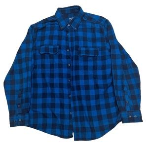 (SOLD) Faded Glory Men’s Blue Plaid Flannel Pocketed Long Sleeve Button Down